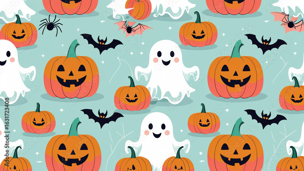 Naklejka premium halloween seamless background