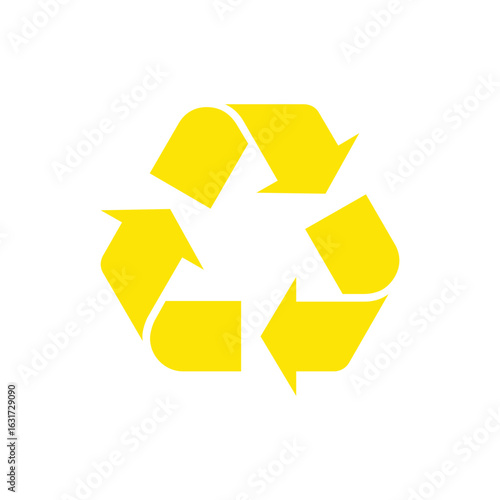 yellow recycle symbol, vector