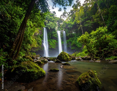 Lush waterfall cascading into a tranquil pool (4)