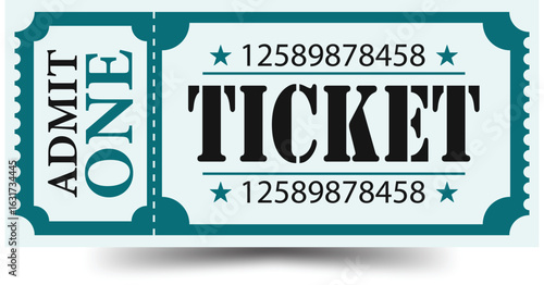 Vintage Admit One Ticket Stub Clipart – Retro Event Pass Illustration PNG. Ticket
