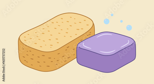 Colorful sponges and soap on a light background, ideal for cleaning and hygiene themes