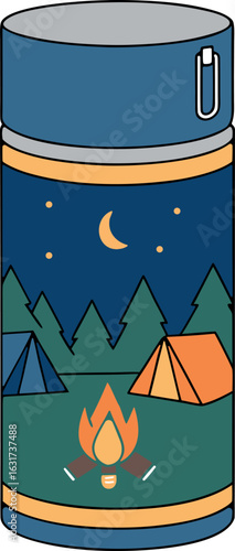 colorful blue thermos bottle Illustration