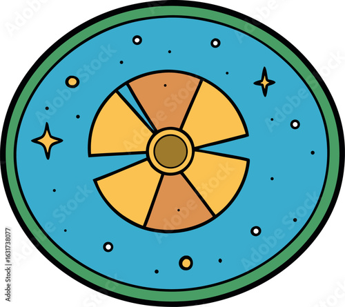 Circular Galaxy Disc Icon – Flat Cartoon Space Element
