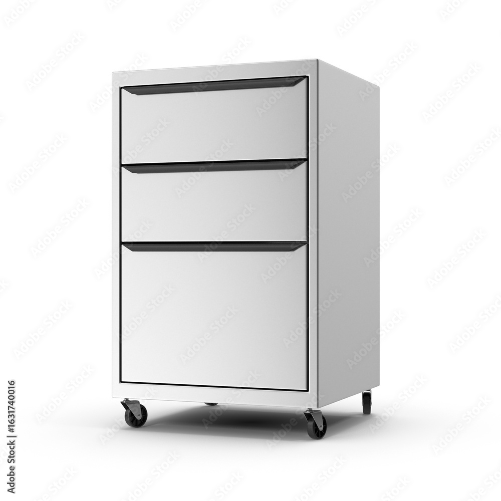 Metal Filing Cabinet with Three Drawers Isolated on Transparent Background Metal Filing Cabinet with Three Drawers Isolated on Transparent Background