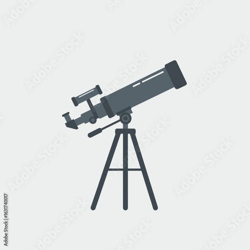 A telescope positioned on a tripod, aimed at the night sky, with stars twinkling in the background