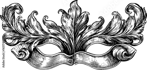 Intricate engraved illustration set of abstract mask design for craft and art projects