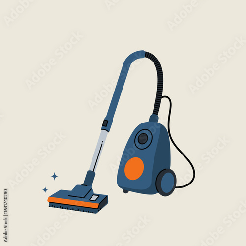 A modern vacuum cleaner in a minimalist setting, showcasing its sleek design and functionality
