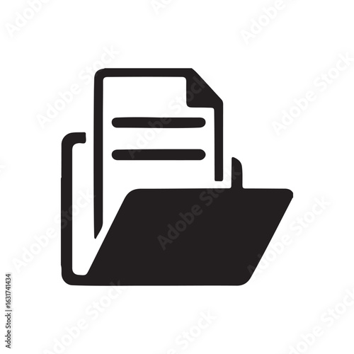 Folder with Document Icon File Management Symbol Isolated on White Background