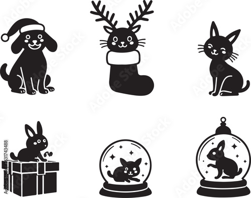 Charming Christmas pets delight in festive holiday scenes