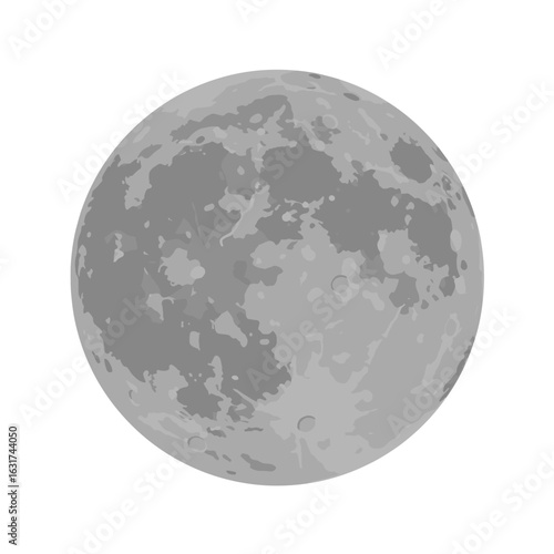 Full moon illuminating a night sky, with stars twinkling in the background