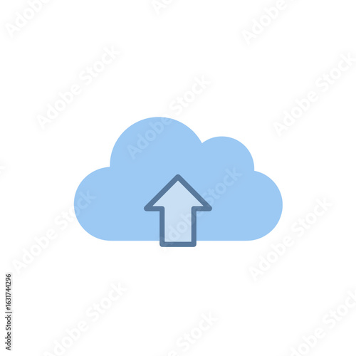 Cloud icon with upload symbol representing data transfer in a digital environment