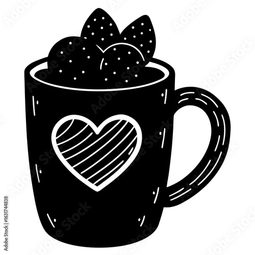 Mug on Saucer Vector | Generative AI Linocut Silhouette Design