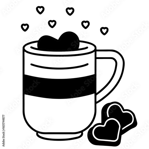 Mug on Saucer Vector | Generative AI Linocut Silhouette Design