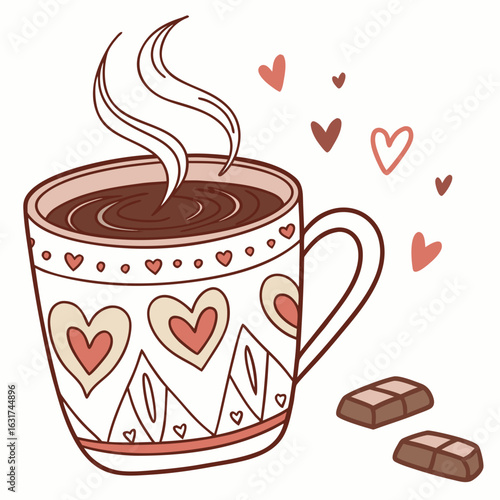 Mug on Saucer Vector | Generative AI Linocut Silhouette Design