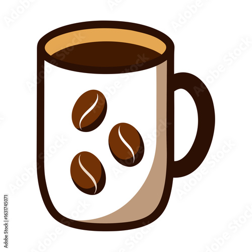 Mug with Coffee Beans Vector | Generative AI Linocut Silhouette Design