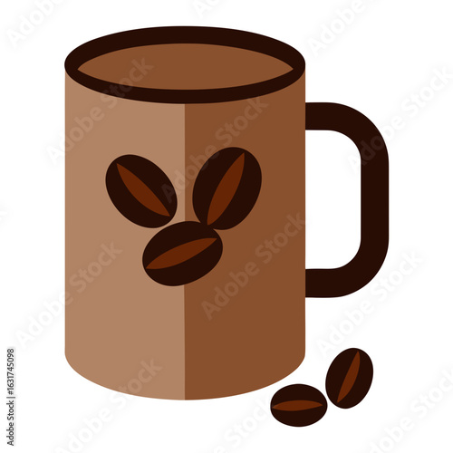 Mug with Coffee Beans Vector | Generative AI Linocut Silhouette Design