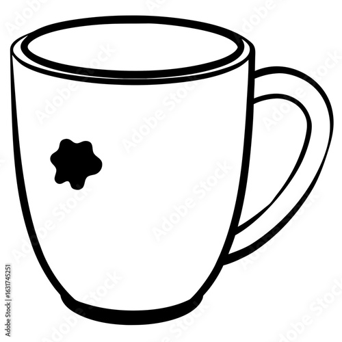 Mug with Coffee Stain Vector | Generative AI Linocut Silhouette Design
