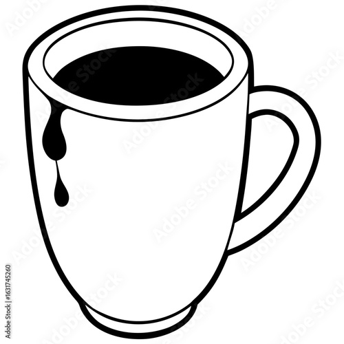 Mug with Coffee Stain Vector | Generative AI Linocut Silhouette Design