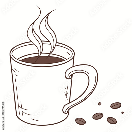 Mug with Coffee Stain Vector | Generative AI Linocut Silhouette Design