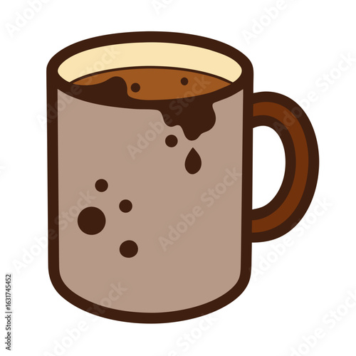 Mug with Coffee Stain Vector | Generative AI Linocut Silhouette Design