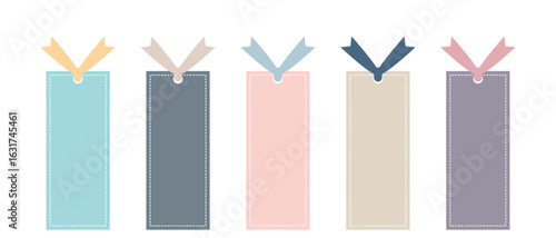 白い点線模様の入ったくすみカラーの可愛いしおりセット
A cute bookmark set in muted colors with white dotted lines.