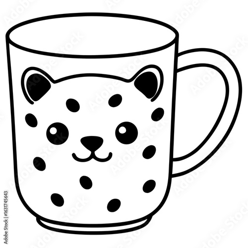 Mug with Cute Animal Print Vector | Generative AI & Linocut Silhouette Design