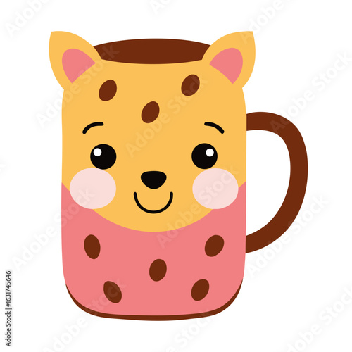 Mug with Cute Animal Print Vector | Generative AI & Linocut Silhouette Design
