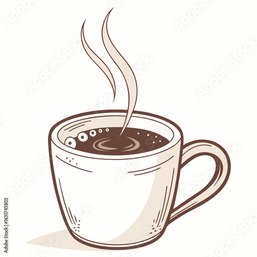 Mug with Frothy Coffee Vector | Generative AI Linocut Silhouette Design
