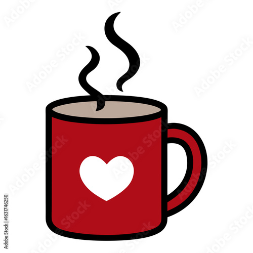 Mug with Heart Shaped Steam Vector – Generative AI & Linocut Silhouette Design