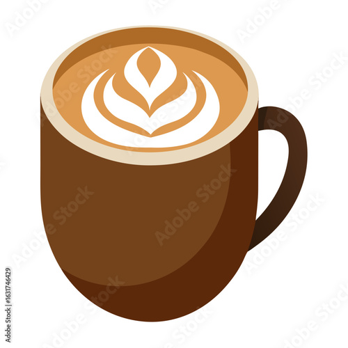 Mug with Latte Art Vector | Generative AI Linocut Silhouette Coffee Design