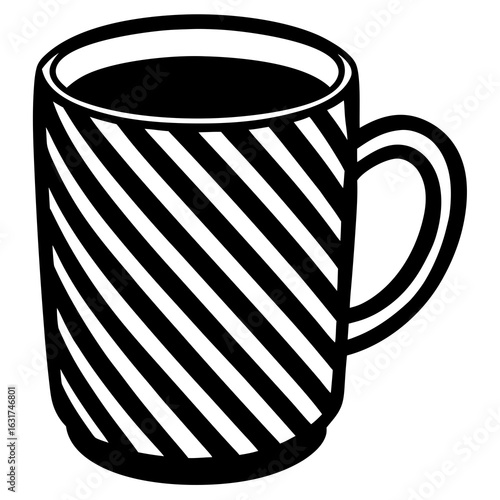Mug with Stripes Vector - Generative AI Linocut Silhouette Design
