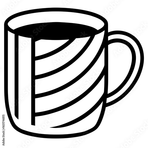 Mug with Stripes Vector - Generative AI Linocut Silhouette Design