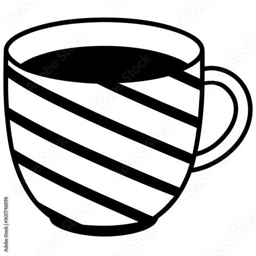 Mug with Stripes Vector - Generative AI Linocut Silhouette Design