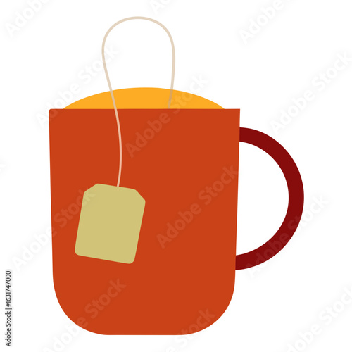 Mug with Tea Bag Vector – Generative AI Linocut Silhouette Design