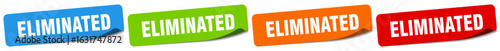 eliminated sticker. eliminated sticker set on white background