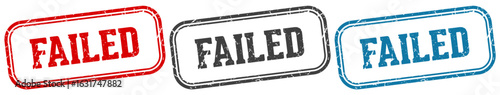 failed stamp. failed rectangular stamp set isolated on white background