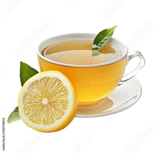 Wallpaper Mural Refreshing Herbal Tea with Lemon Slice and Green Leaves, Wellness Drink for Health, Relaxation on transparent background Torontodigital.ca
