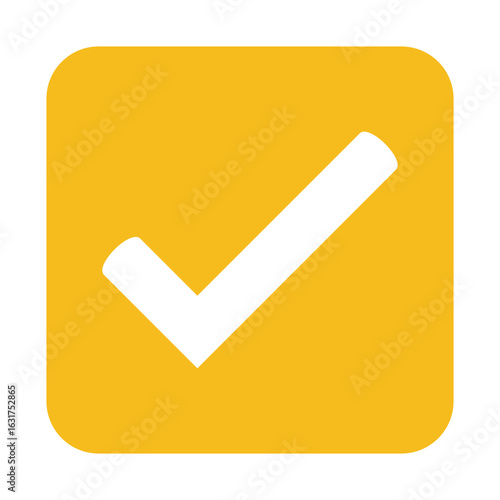 A yellow circle with a white check mark in the center on a white background simple and clean