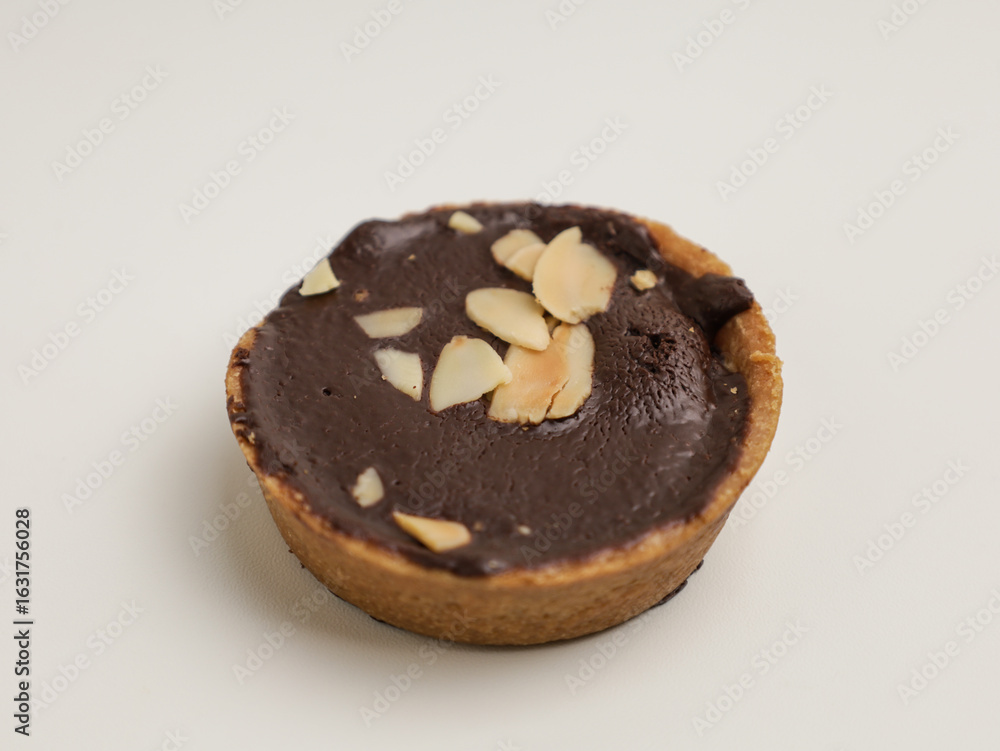 Chocolate pie on white background