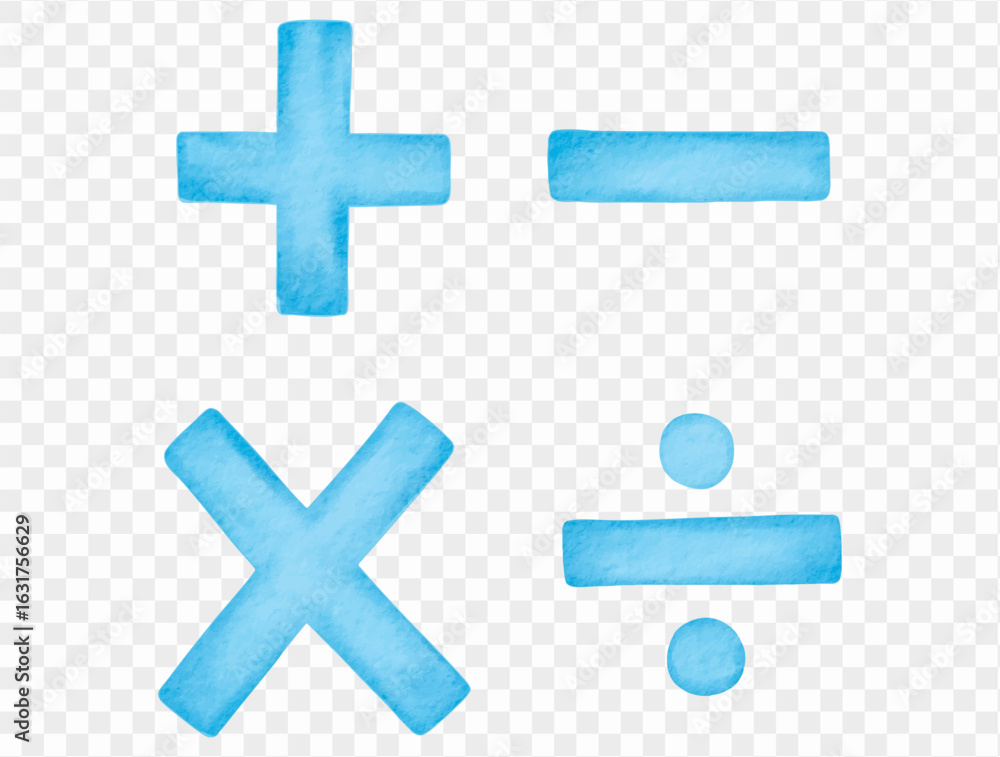 Fototapeta premium Watercolor math symbols for classroom and education Vector.