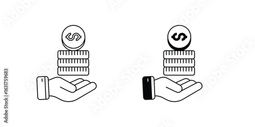 Accounting System set icon with white background vector stock illustration