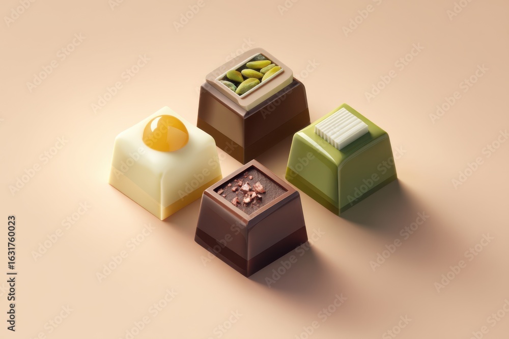 Obraz premium Praline Chocolates Various Fillings 3D