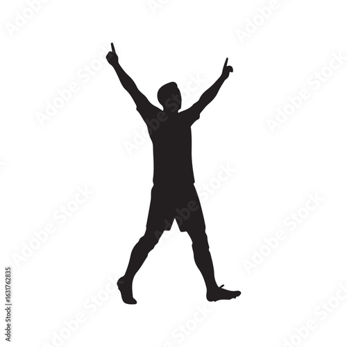 Soccer player celebrating silhouette vector icon flat illustration design on white background