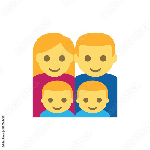 Illustration of Family Icon: Parents and Two Children - Digital Illustration vector