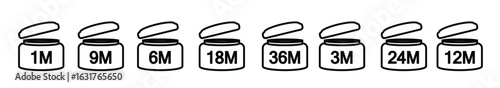 open jar icon for labeling cosmetics set of linear black