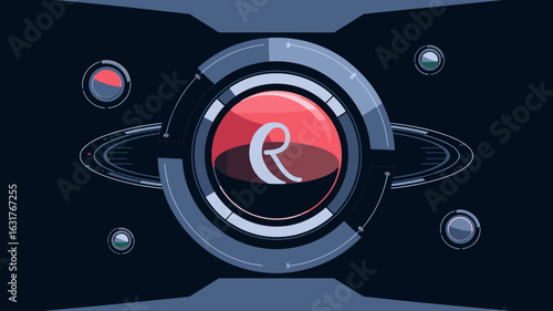 Futuristic data ring interface with rotating icons – Ideal for user interface mockups, dashboard design, or tech visualizations