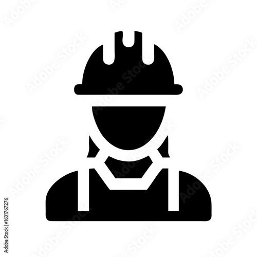 Construction worker safety icon vector illustration hardhat and harness for industrial job site safety gear