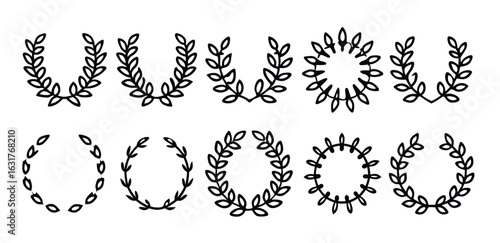 wreath monogram line stylized drawing compilation