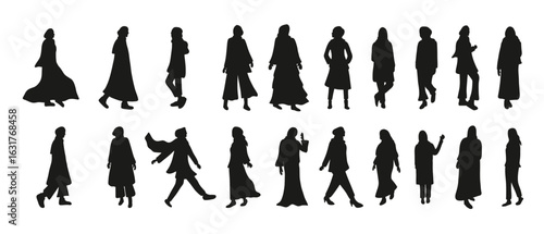  collection of black illustrations of beautiful women wearing