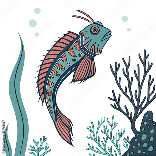 Fish swimming near coral and seaweed underwater